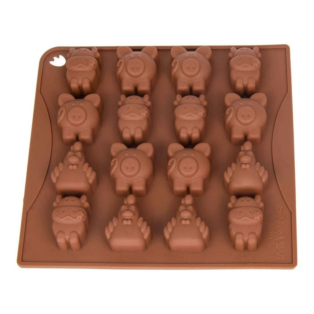 wisefood Backform Silikonform Tiere, braun, 18x16,5x2cm, Silikon