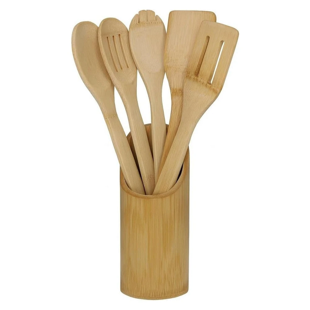 hausleben Kochbesteck-Set, 100% Bambus, 30 x 6 cm, 6-teilig