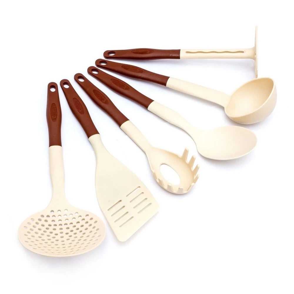 Lantelme Kochbesteck-Set 6-tlg, hitzebeständig, spülmaschinengeeignet, beige